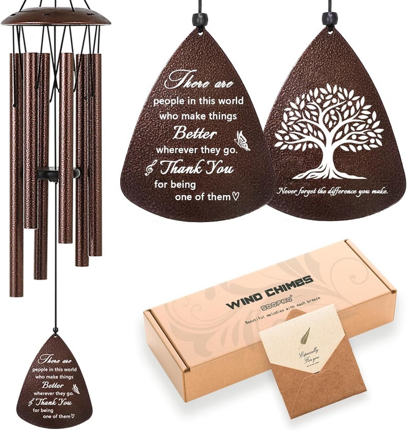 Soopau Thank You Gifts for Women Men, 32" Wind Chimes Thank You Gifts, Appreciation Gifts for Employee Coworkers Colleague Teachers Nurses, Thanksgiving Day Gifts for Family Friends - Image 1